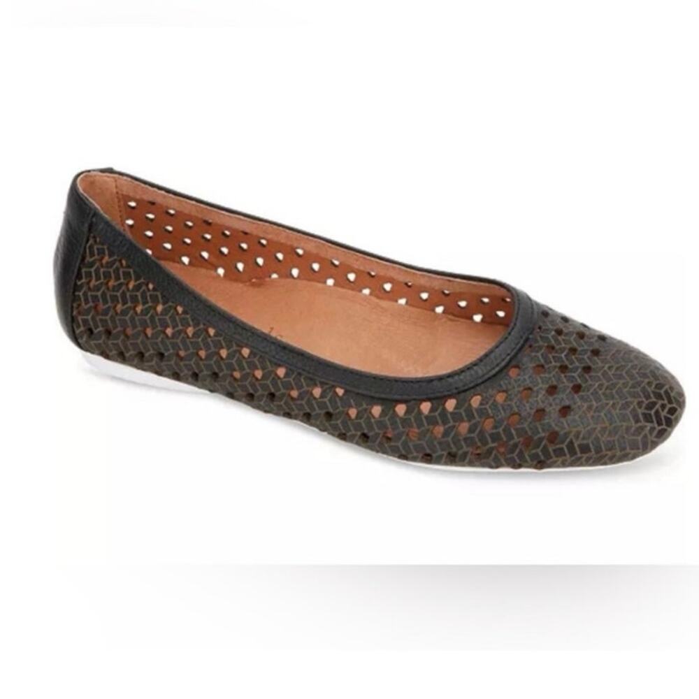 GENTLE SOULS - EUGENE TRAVEL PACKABLE WOVEN BALLET FLAT  Black Size 8.5‎